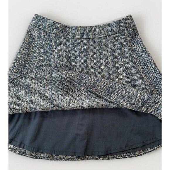 Ann Taylor Wool Blend Mini Skirt Womens Size 10 Navy Blue/Cream/White Tweed Fall - Picture 4 of 7